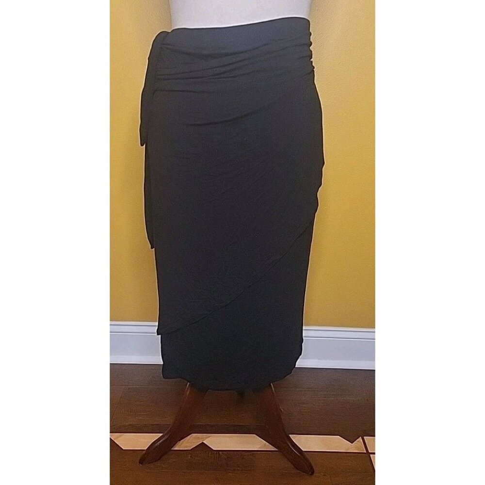 Ava And Viv 4X Black Wrap Skirt Beach Coverup Slit Opening Elastic Adjustable